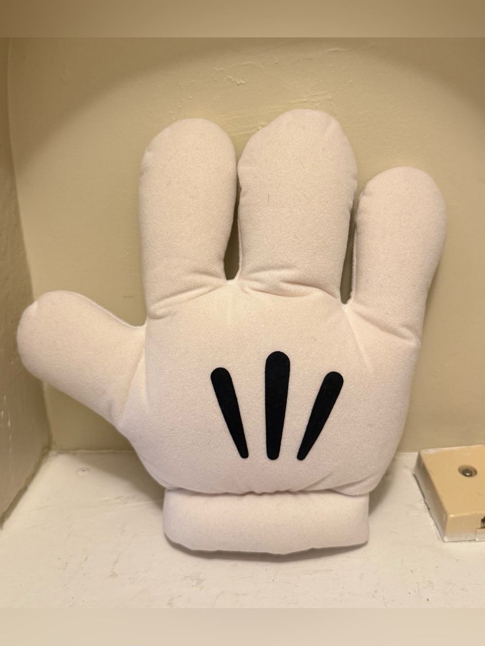 Disney White Plush Glove Pillow with Black Accent Marks